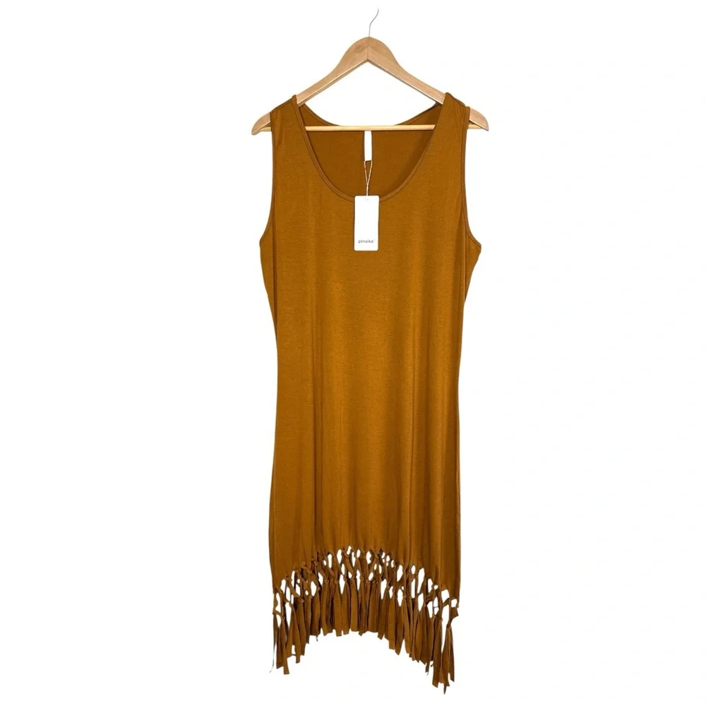 PINZIKO Summer Beach Dress, Casual brown XL NWT - Picture 3 of 6